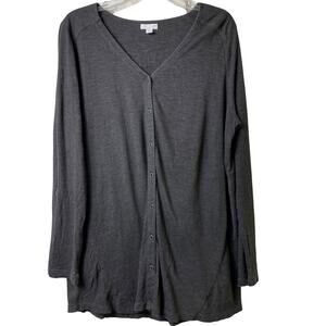 J Jill Long Sleeve Button‎ Front Top Roll Tab Sleeves Sz M (2431)